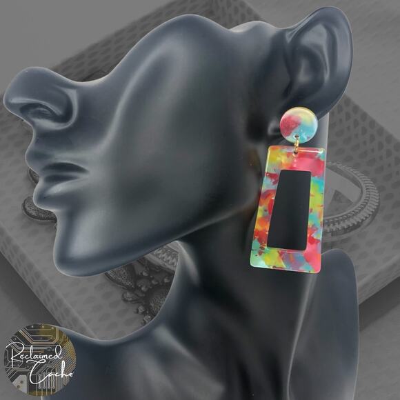 Neon Fun Trapezoid Drop Earrings - Picture 1 of 4
